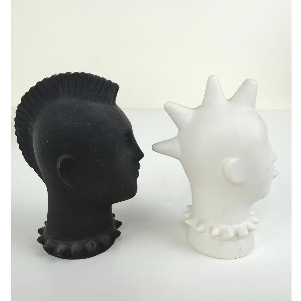 Jonathan Adler Mohawk Salt & Pepper Shakers Black White Original Box Retired